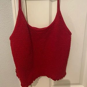 red smocked tank top